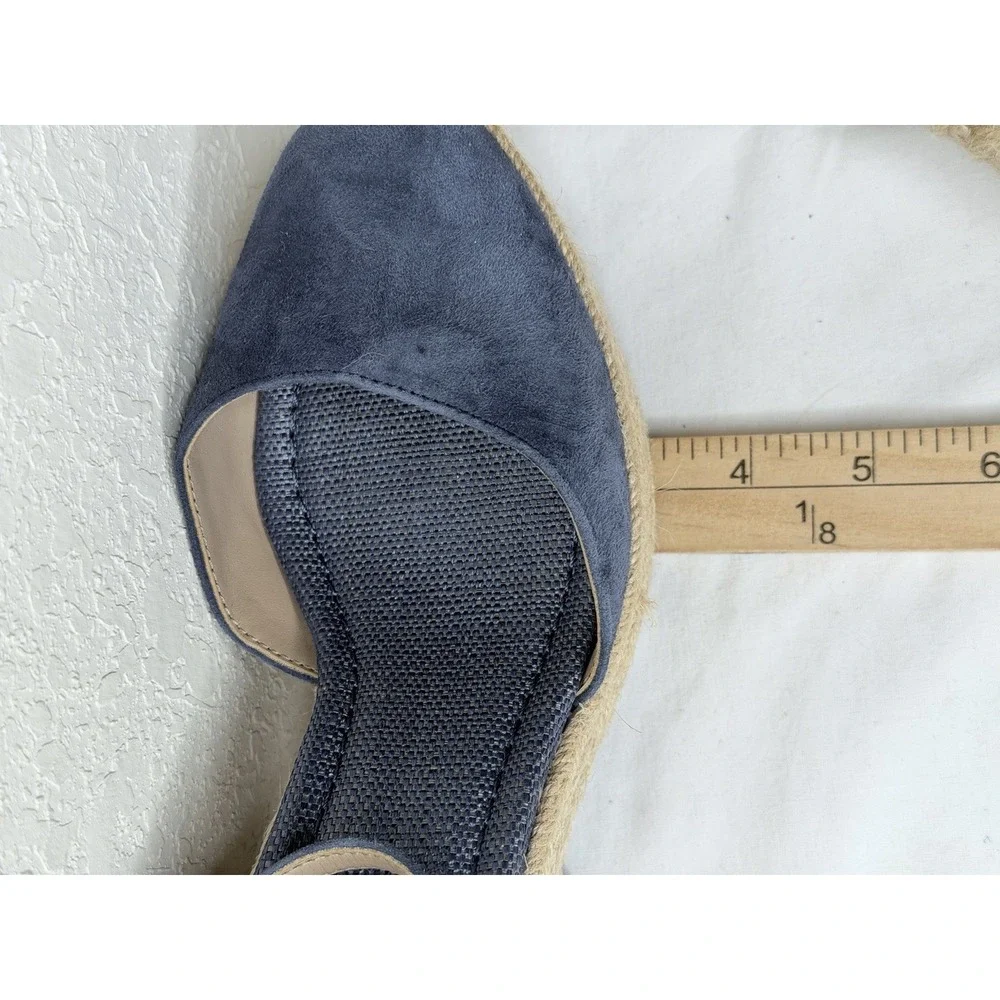 Sam Edelman Espadrille Wedge Sandals Womens Size 7.5 Blue Suede Ankle Strappy